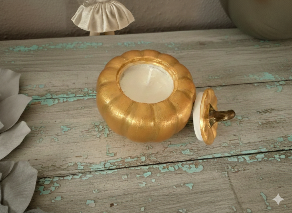 Edles Kürbis Windlicht Gold