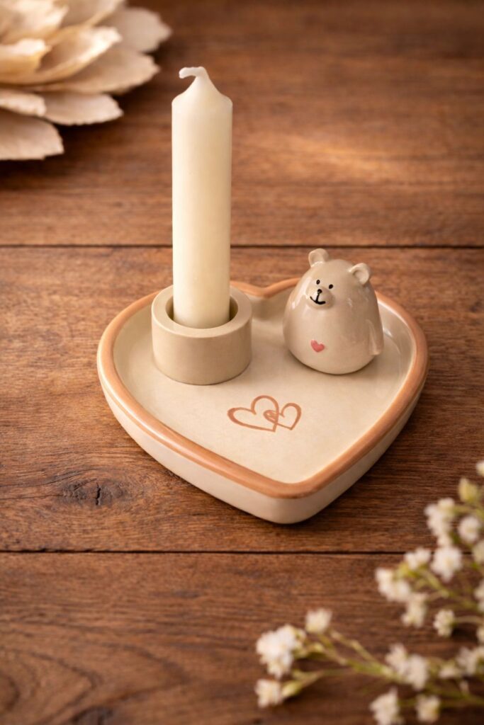 Romantischer Kerzenhalter Herz & Bär